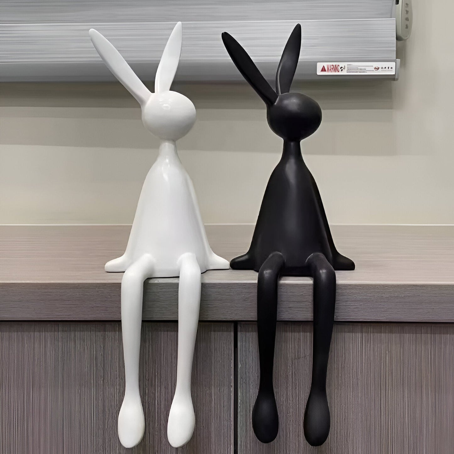 ResinLux | Modern Resin Easter Bunny – Black, White, or Blue Sitting Rabbit Decoration