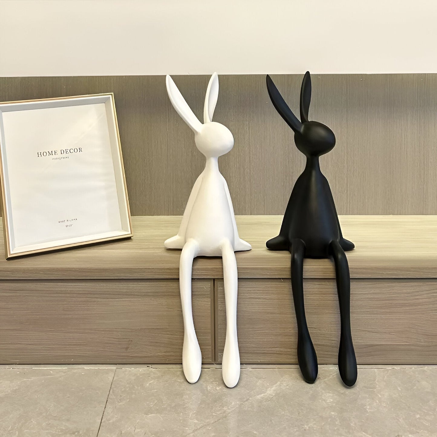 ResinLux | Modern Resin Easter Bunny – Black, White, or Blue Sitting Rabbit Decoration