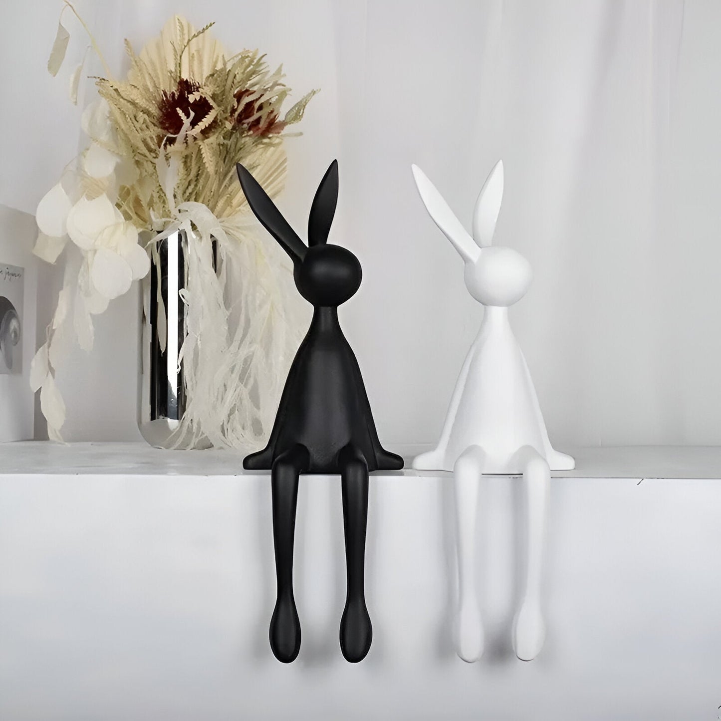 ResinLux | Modern Resin Easter Bunny – Black, White, or Blue Sitting Rabbit Decoration