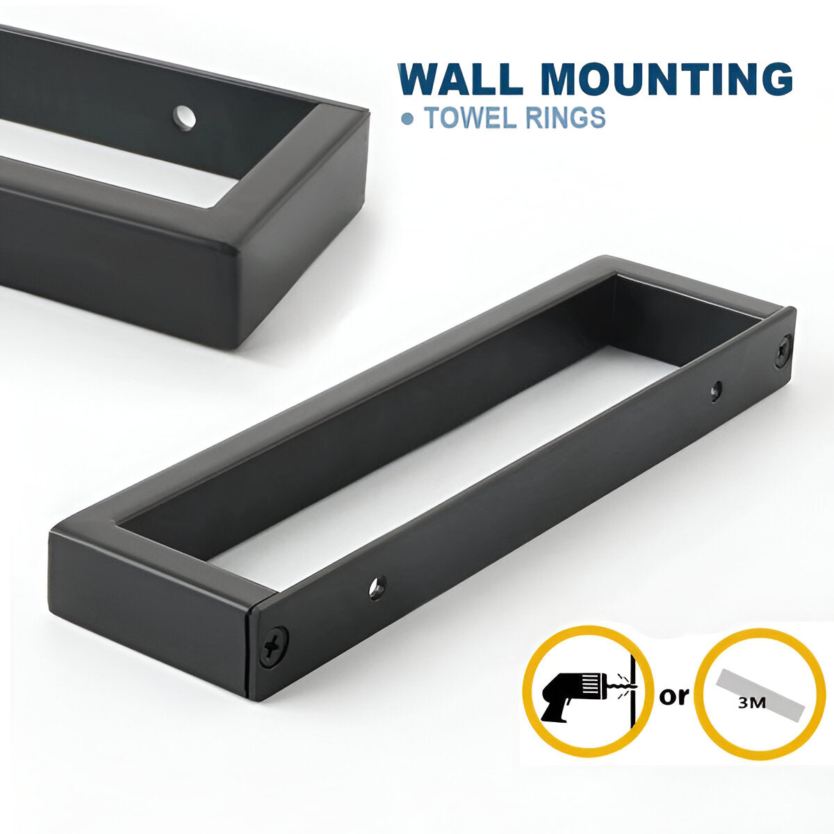 Uni-Black Stainless Steel Towel Rail – Matte Black Wall-Mounted Bathroom & Kitchen Holder