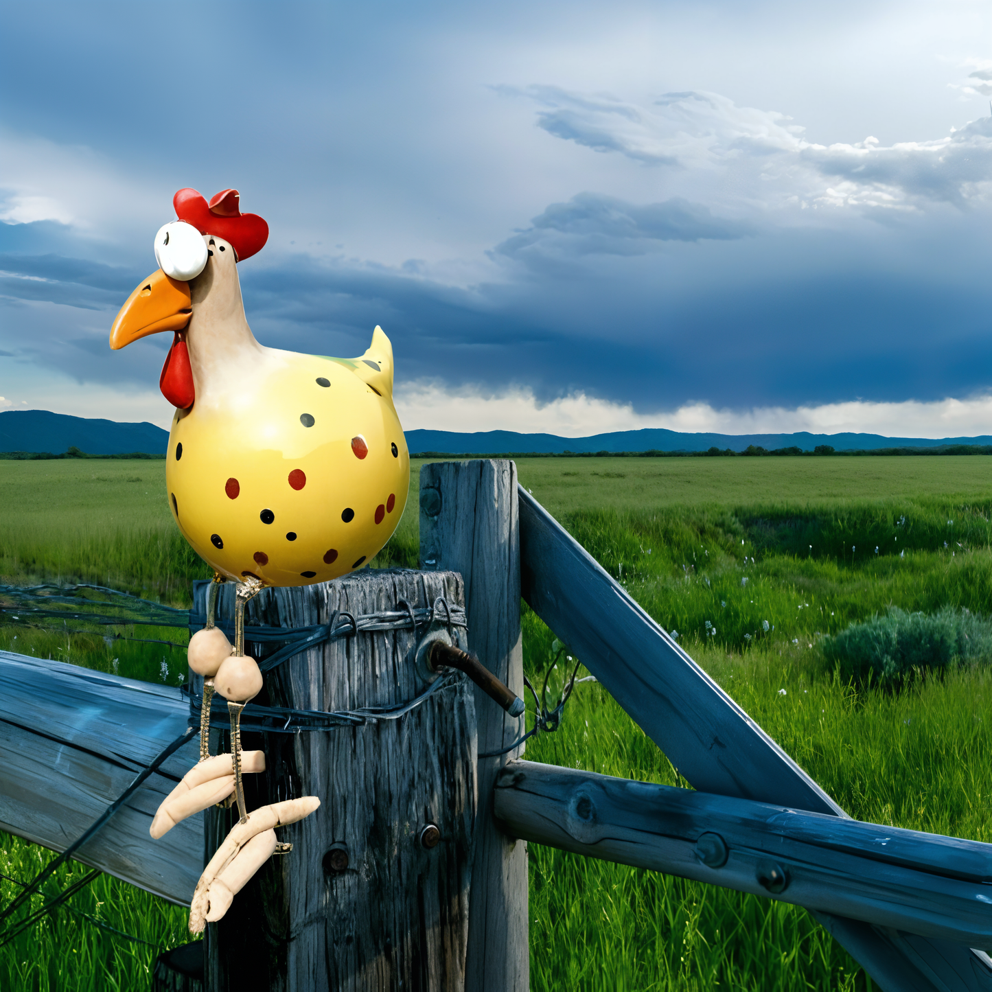 Whimsy Big-Eyed Rooster Garden Statue – Weatherproof Resin Chicken Ornament