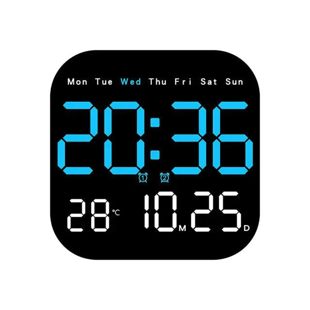Modern LED Wall Clock – Digital Clock with Remote Control & Temperature Display