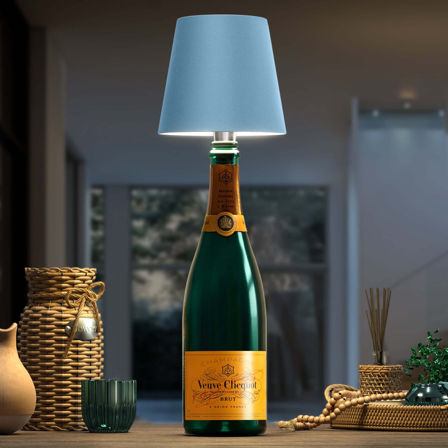 EcoGlow - Stylish LED Bottle Lamp for Sustainable Interior Design