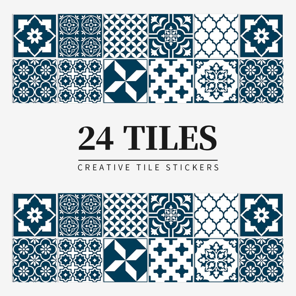 Mandaluxe – 24-Piece European Mandala Tile Set | Peel & Stick Decorative Vinyl Tiles