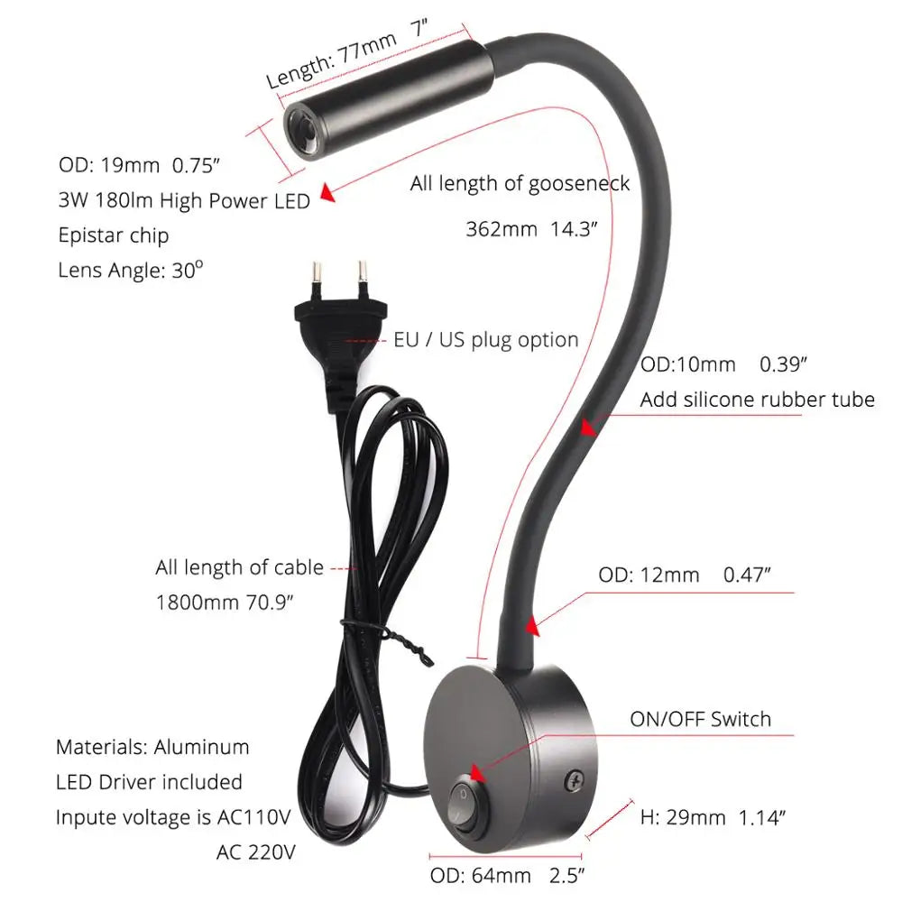 SleekGlow – Minimalist LED Reading Wall Lamp with Adjustable Arm