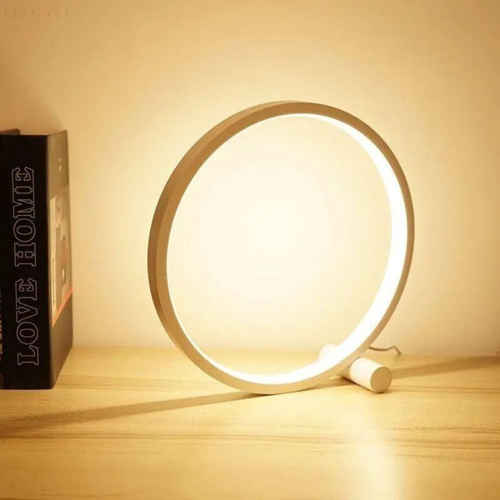 Modern Minimalist Dimmable LED Ring Desk Lamp – Touch Control & Warm Ambient Lighting