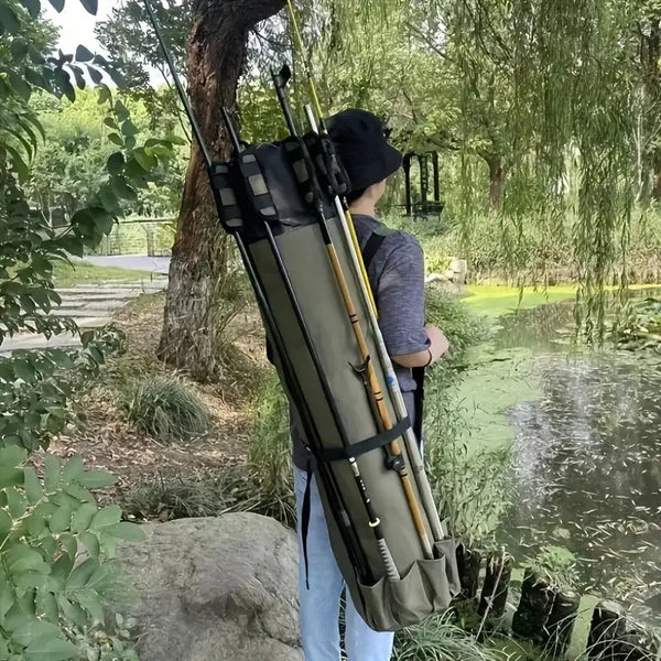 Fishing Rod Carry Bag – Foldable, Lightweight & Durable Storage with 5-Rod Capacity (Army Green)