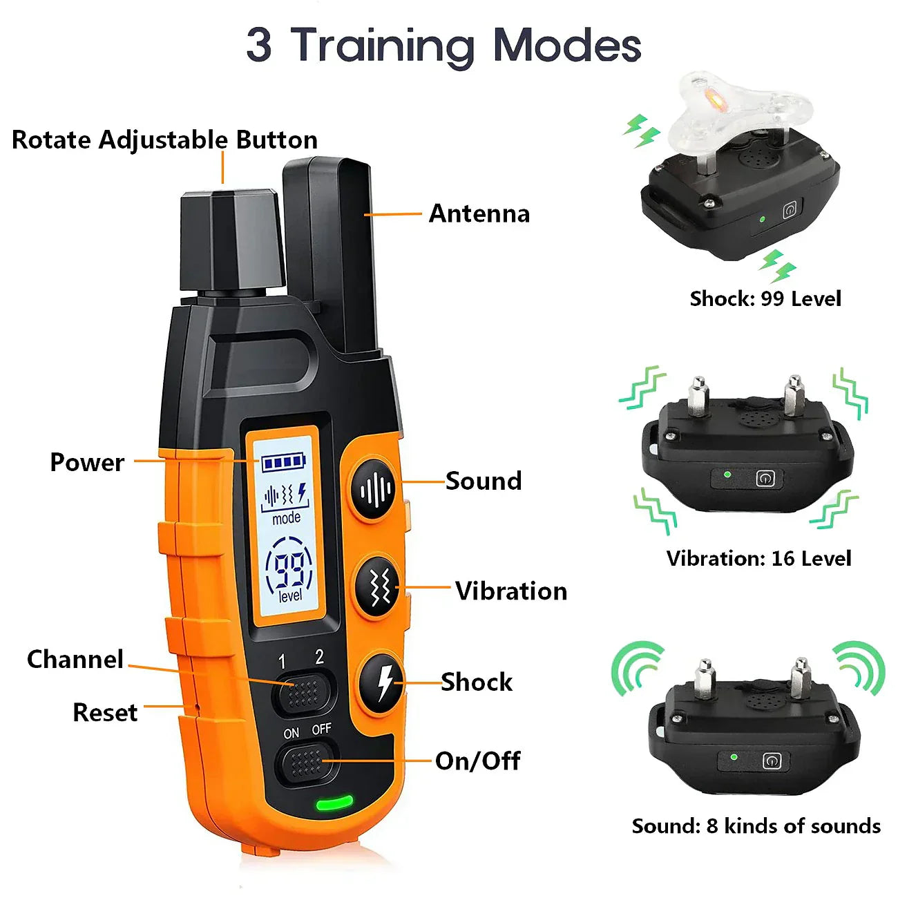 Advanced Dog Training Collar with Remote Control – Waterproof, Rechargeable, Up to 1000m Range
