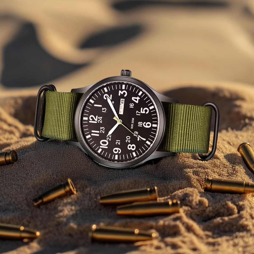 Men’s Rugged Outdoor Watch – Waterproof Military-Style Stainless Steel Timepiece