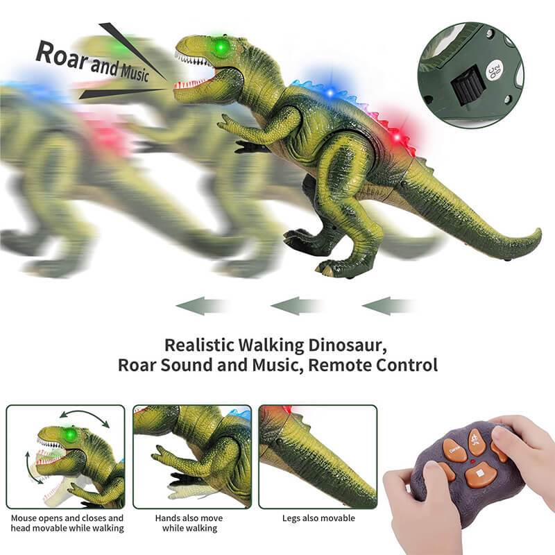 Remote Control T-Rex Dinosaur with LED Lights and Roaring Sound