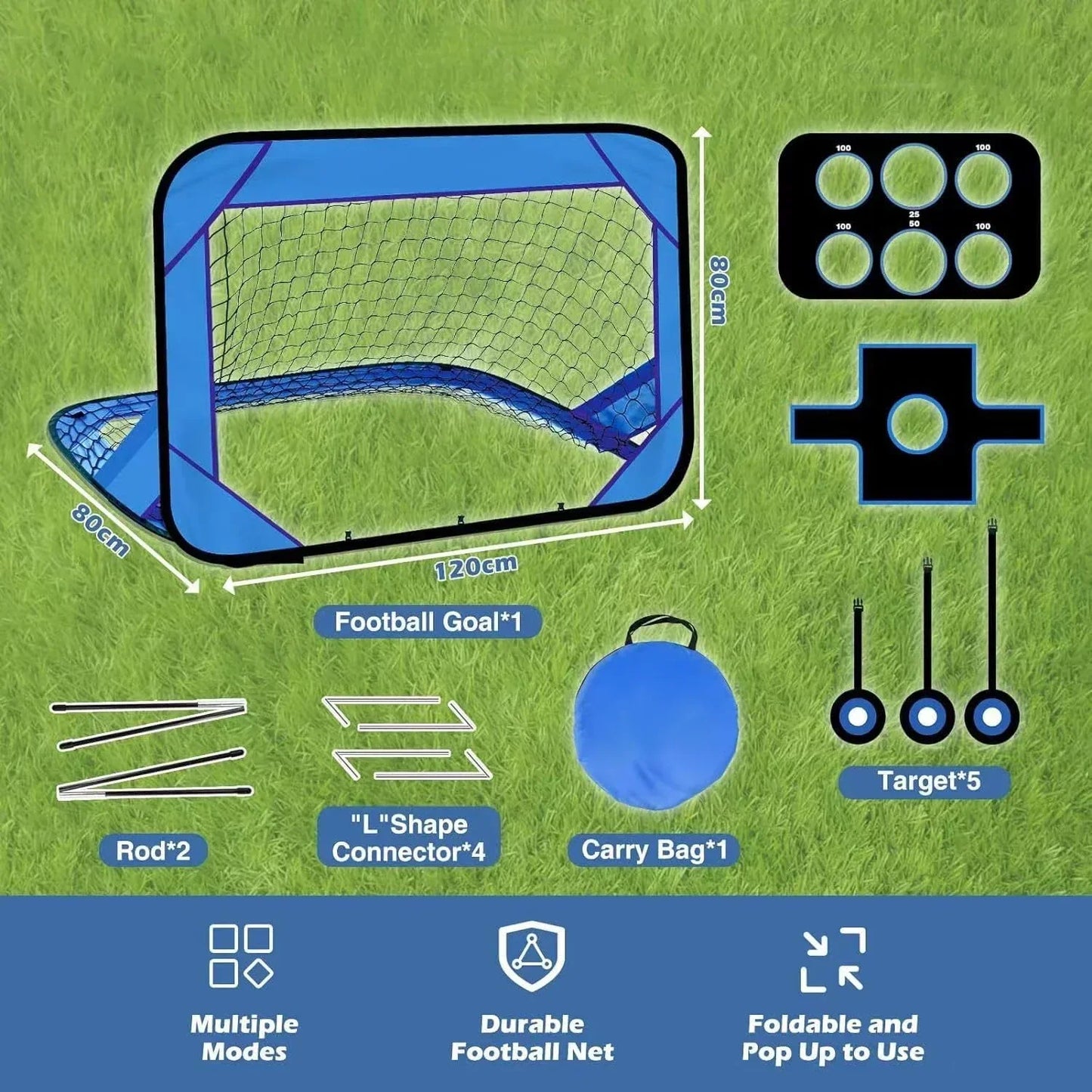 PlayMax Foldable Football Goal – Kids 4-in-1 Portable Soccer Net for Training & Outdoor Play