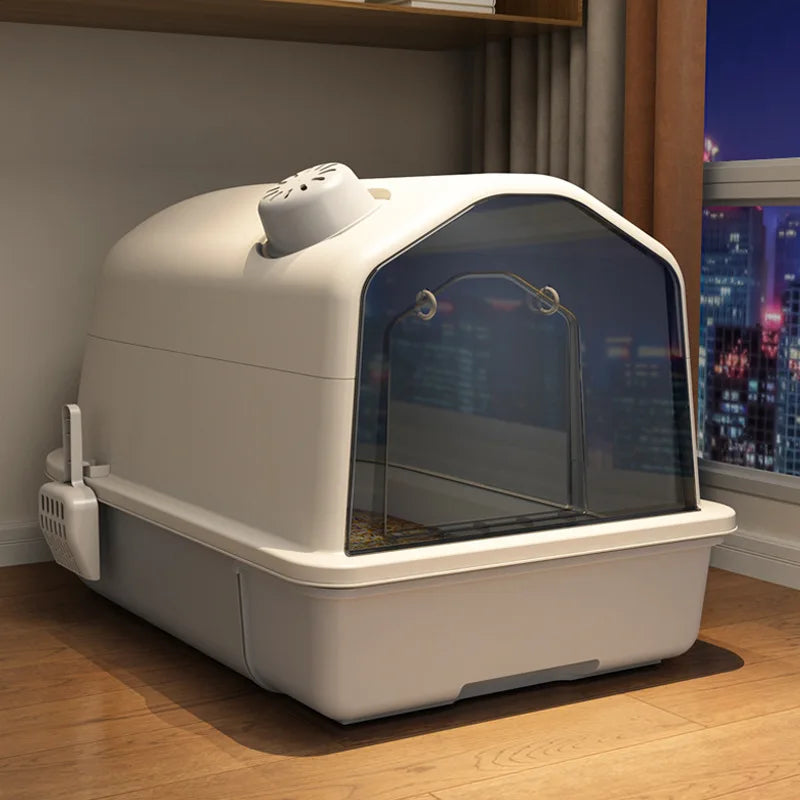 PetHome XL Cat Litter Box – Extra Large Covered Litter Tray with Odor Control