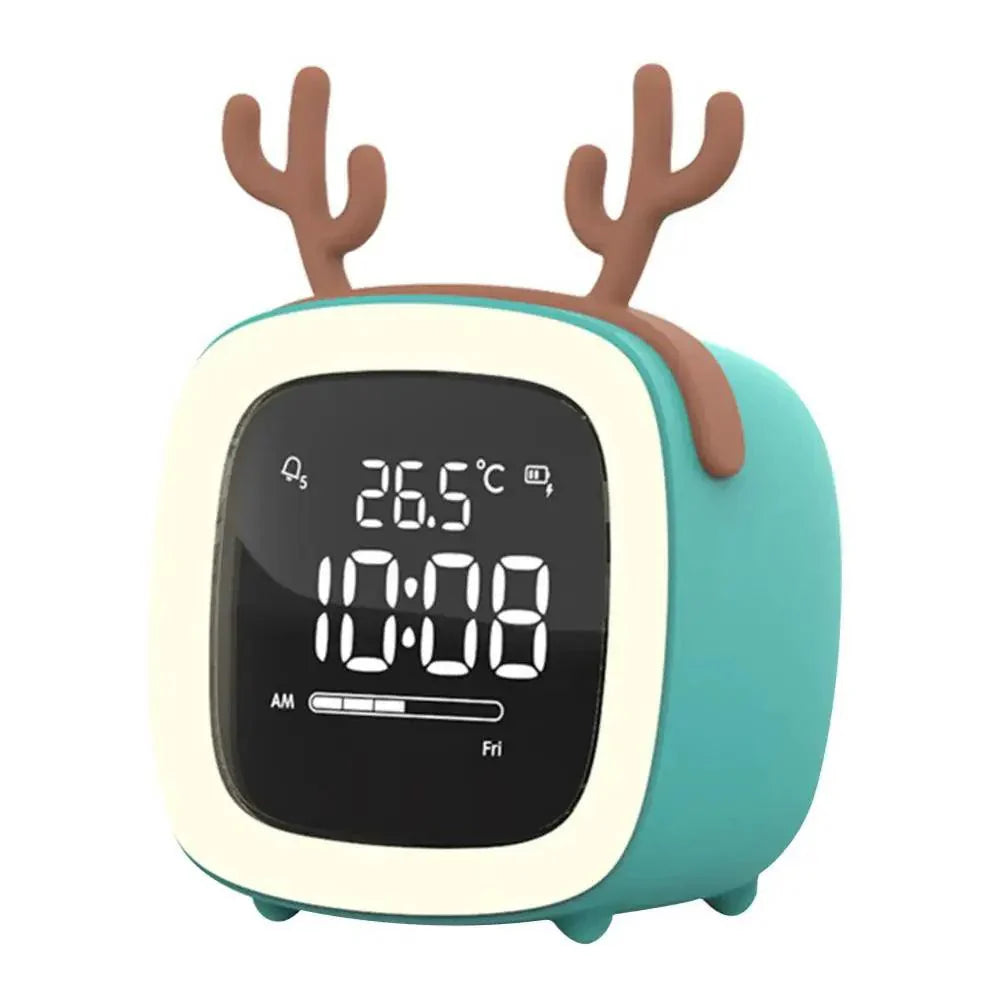 Cartoon Bunny LED Alarm Clock with Night Light – Rechargeable, Cute Digital Display for Kids & Bedrooms