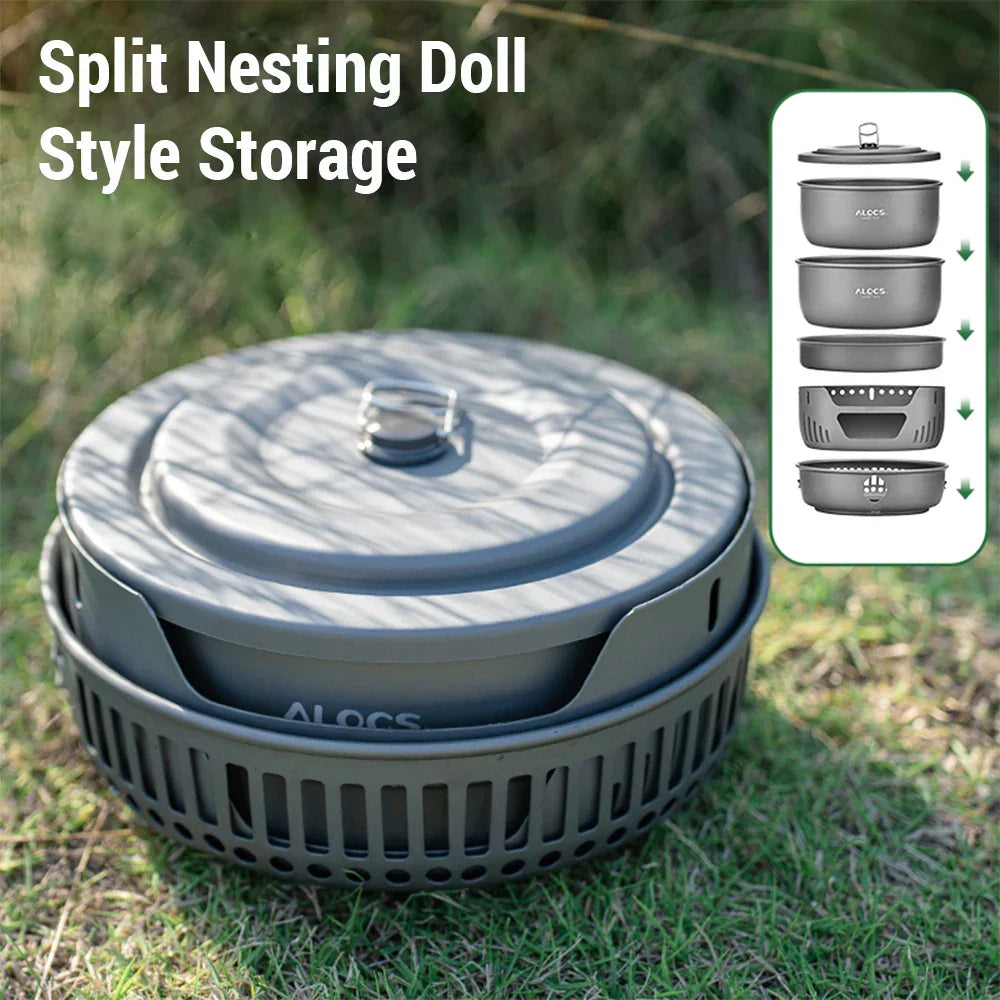 Portable Outdoor Cookware Set – Lightweight Camping Cooking Gear with Windshield