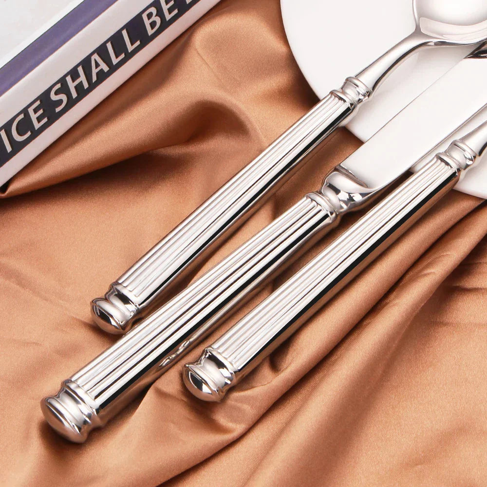 Premium Stainless Steel Cutlery Set – 304 Mirror Finish Silverware for Everyday & Formal Dining