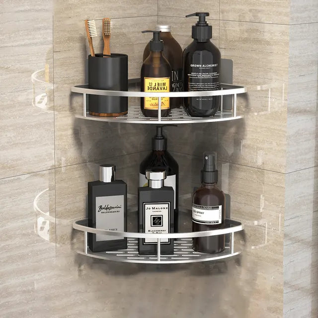 Stylish & Practical No-Drill Shower Corner Shelf – Space-Saving Bathroom Storage Rack
