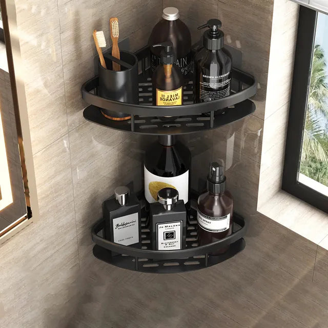 Stylish & Practical No-Drill Shower Corner Shelf – Space-Saving Bathroom Storage Rack