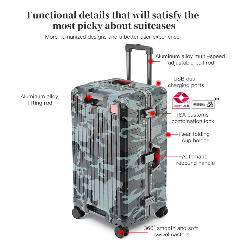 Zagreb – Wide Handle Hardshell Suitcase with Aluminium Frame & 360° Spinner Wheels