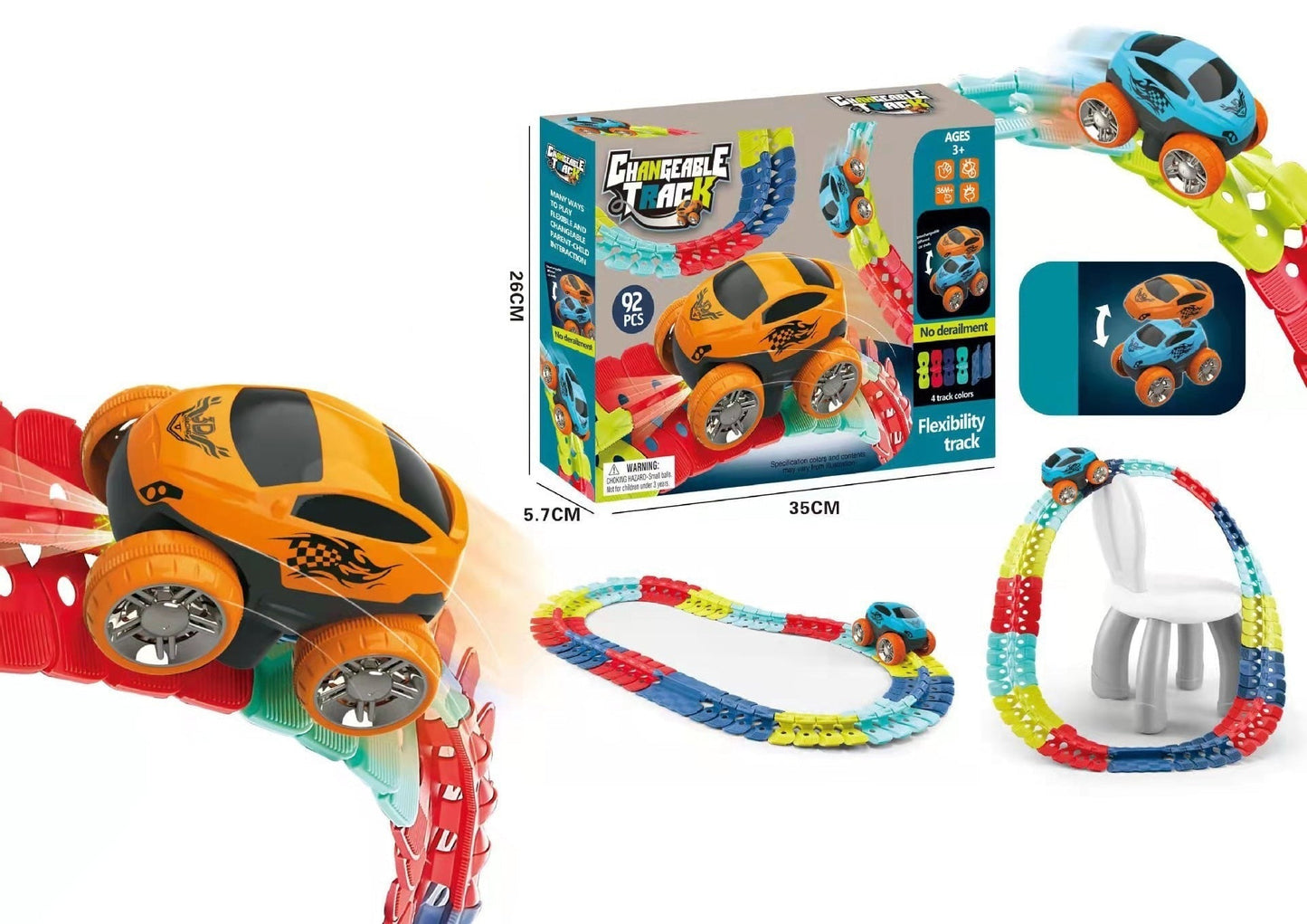 FlexiTrack | Flexible Glow-in-the-Dark Racetrack Set for Kids