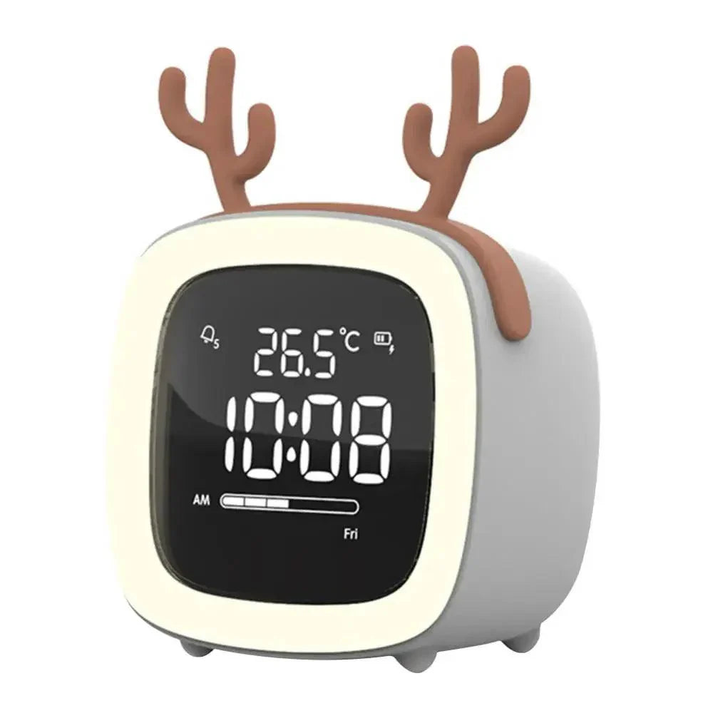Cartoon Bunny LED Alarm Clock with Night Light – Rechargeable, Cute Digital Display for Kids & Bedrooms