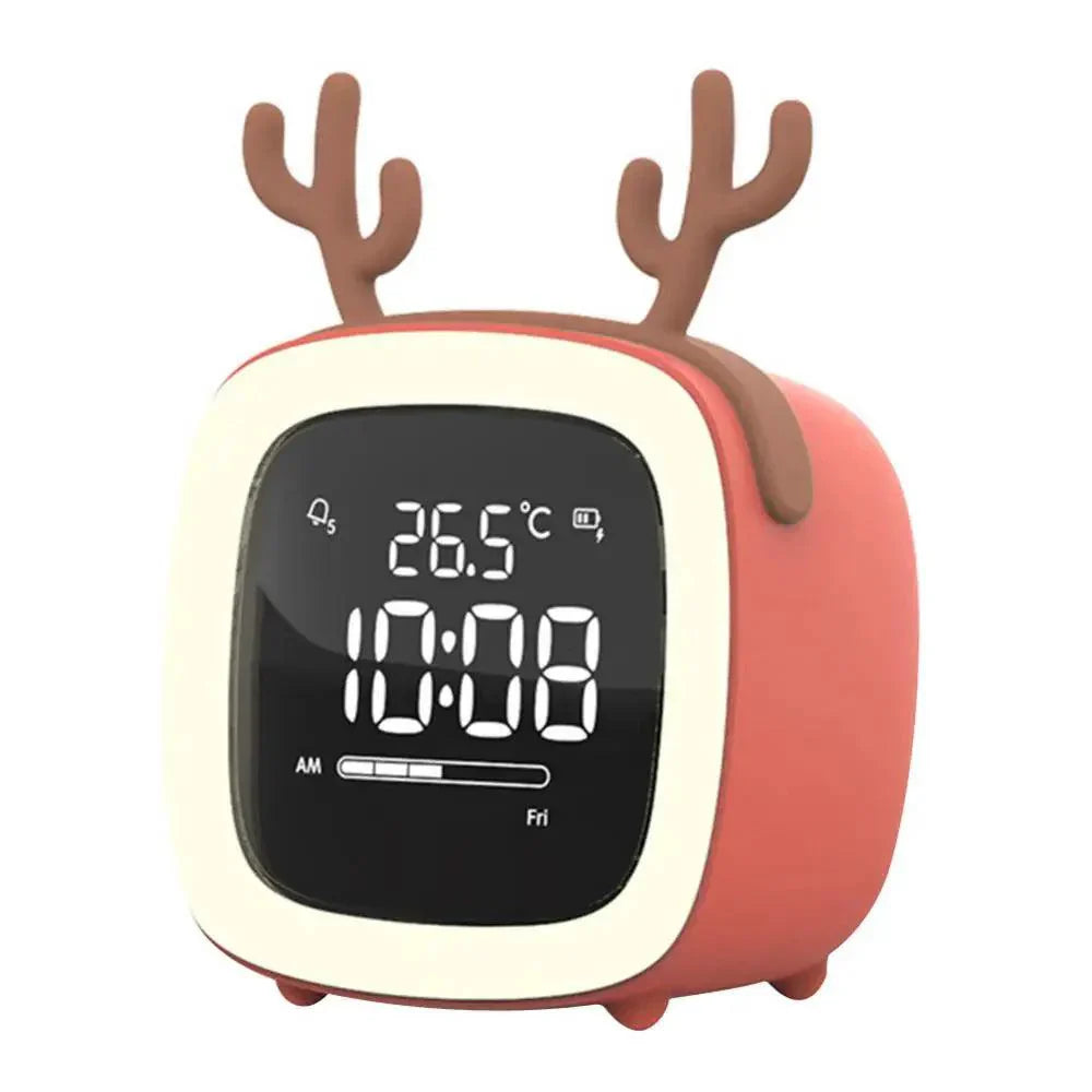 Cartoon Bunny LED Alarm Clock with Night Light – Rechargeable, Cute Digital Display for Kids & Bedrooms