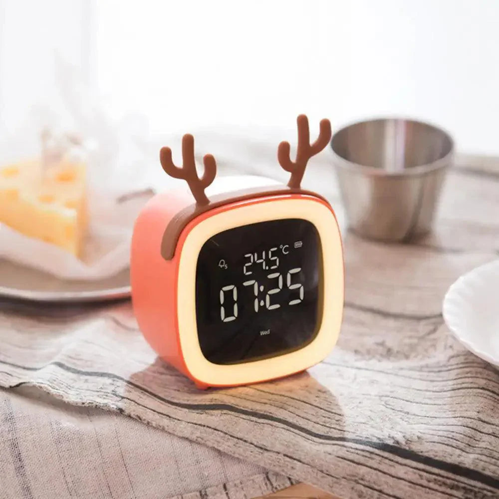 Cartoon Bunny LED Alarm Clock with Night Light – Rechargeable, Cute Digital Display for Kids & Bedrooms