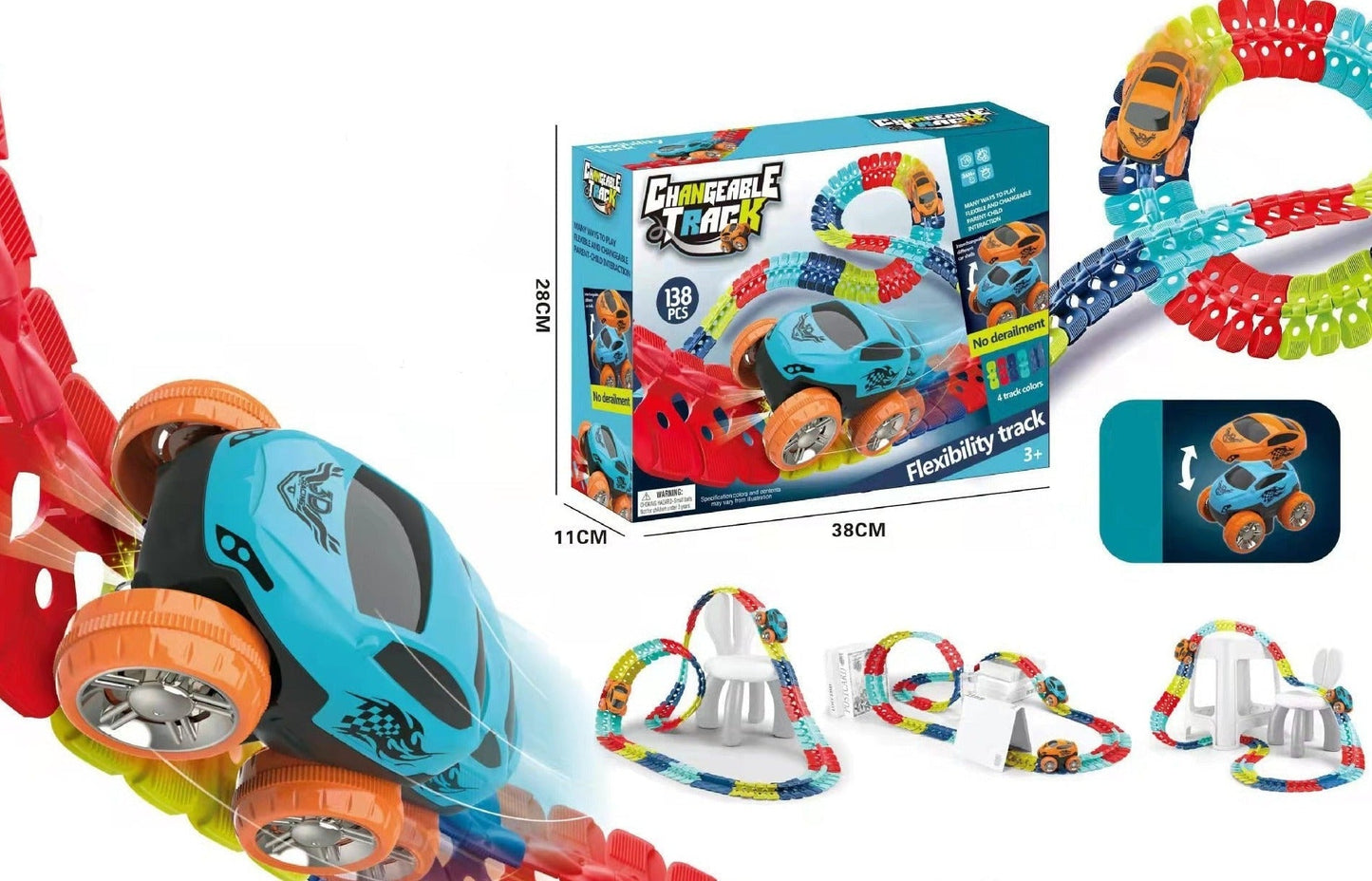 FlexiTrack | Flexible Glow-in-the-Dark Racetrack Set for Kids