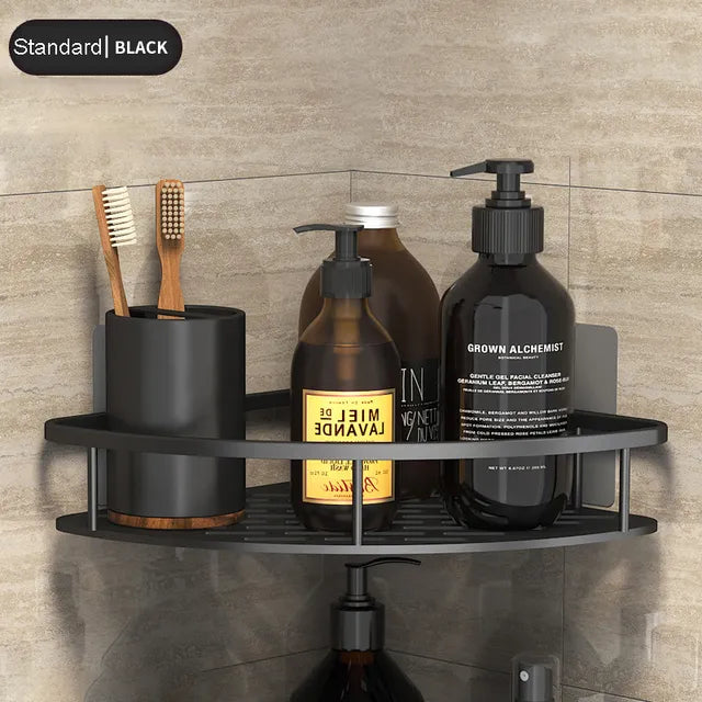 Stylish & Practical No-Drill Shower Corner Shelf – Space-Saving Bathroom Storage Rack