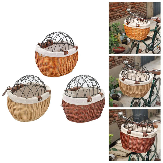 PawRide | Front-Mounted Wicker Dog Bike Basket – Safe, Stylish & Weatherproof