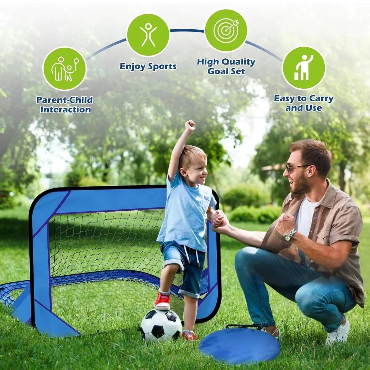 PlayMax Foldable Football Goal – Kids 4-in-1 Portable Soccer Net for Training & Outdoor Play