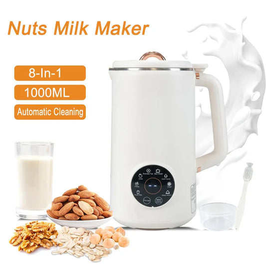 NutriBlend 8-in-1 Plant-Based Milk Maker (1000ml) – Almond, Oat, Soy & More