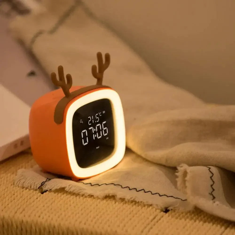 Cartoon Bunny LED Alarm Clock with Night Light – Rechargeable, Cute Digital Display for Kids & Bedrooms