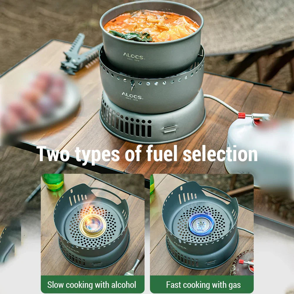 Portable Outdoor Cookware Set – Lightweight Camping Cooking Gear with Windshield