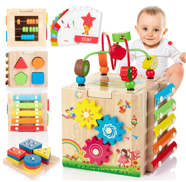 EduCube 8-in-1 – Montessori Wooden Learning Toy for Toddlers (18+ Months)