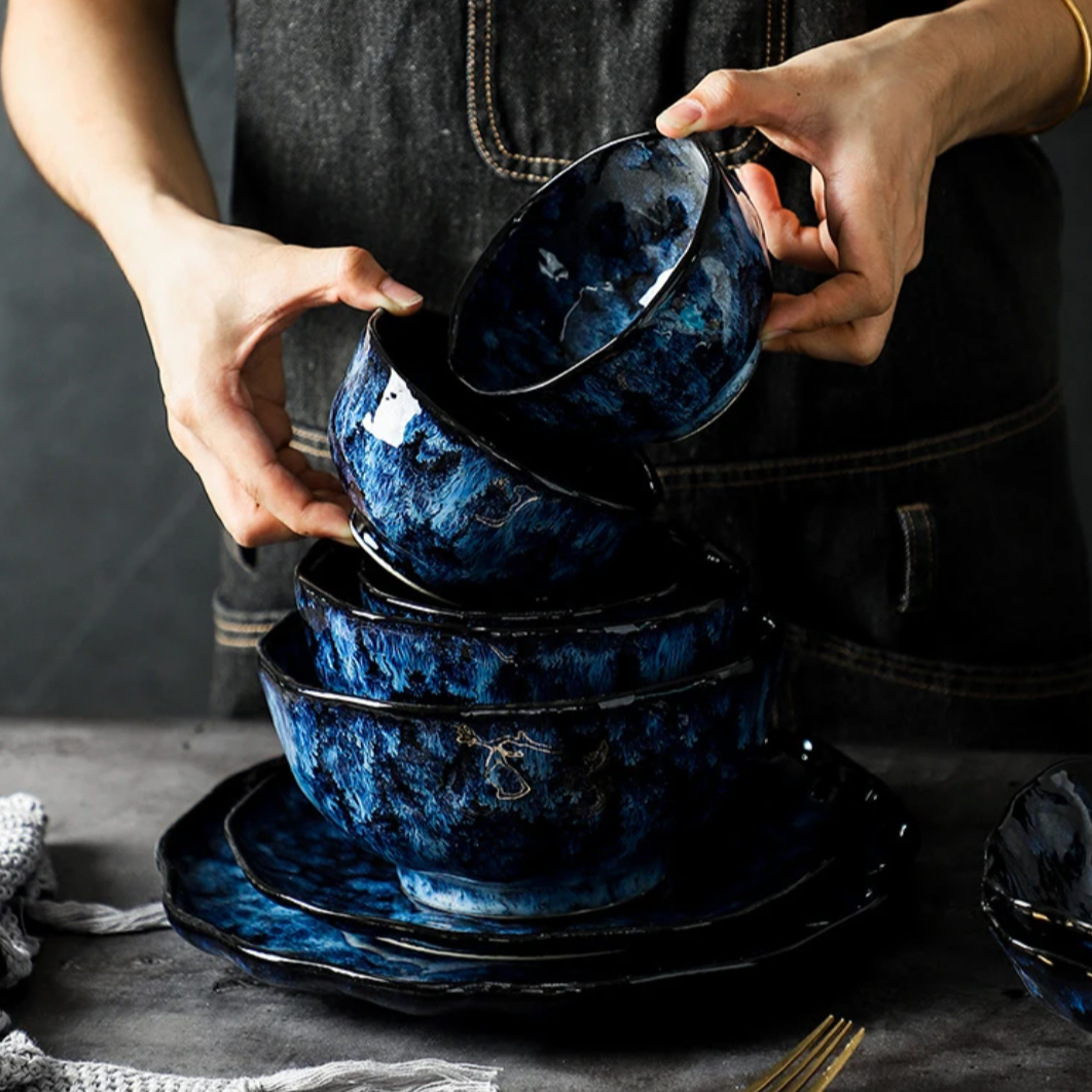 Blue Nebula 10-Piece Dinnerware Set – Elegant & Celestial Dining