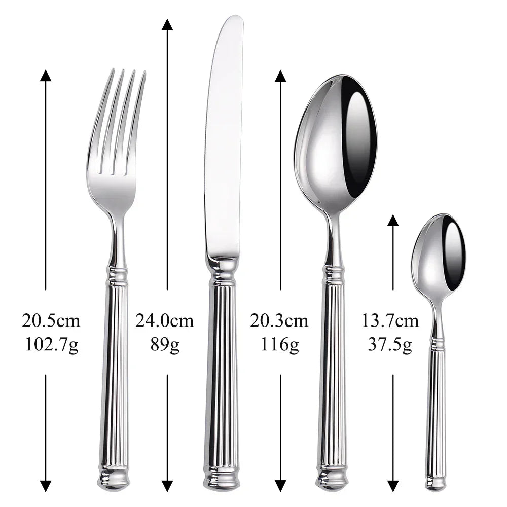Premium Stainless Steel Cutlery Set – 304 Mirror Finish Silverware for Everyday & Formal Dining