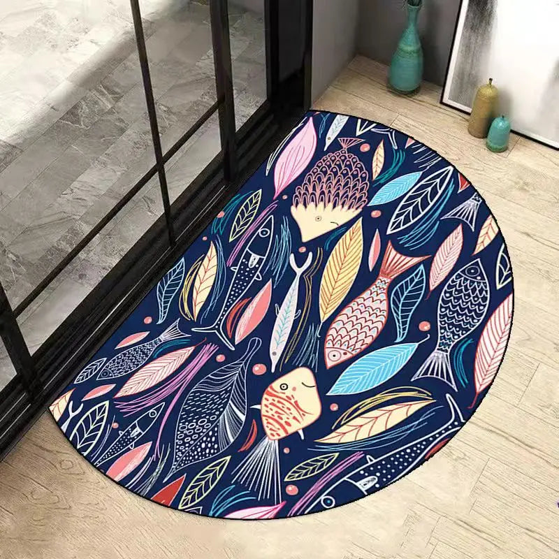 AquaSoft Super Absorbent Bath Mat – Non-Slip Half-Round Bathroom Mat for Maximum Comfort