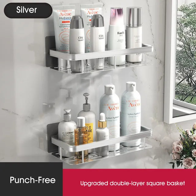 Stylish & Practical No-Drill Shower Corner Shelf – Space-Saving Bathroom Storage Rack