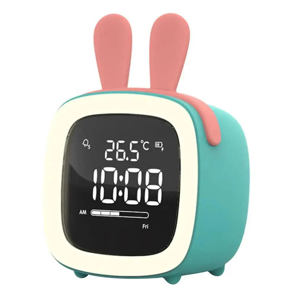 Cartoon Bunny LED Alarm Clock with Night Light – Rechargeable, Cute Digital Display for Kids & Bedrooms