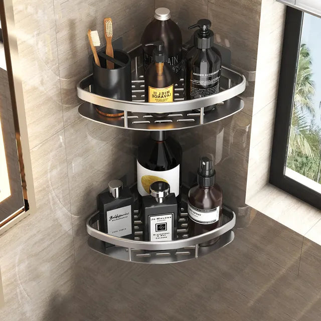 Stylish & Practical No-Drill Shower Corner Shelf – Space-Saving Bathroom Storage Rack