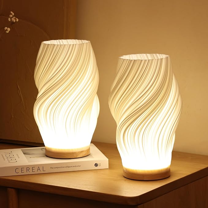 LunaSwirl | Luxury Modern Swirl LED Table Lamp – Elegant Ambient Lighting