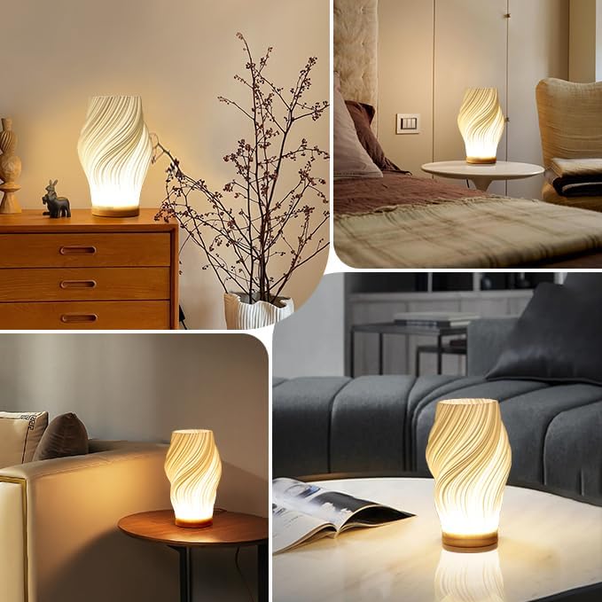 LunaSwirl | Luxury Modern Swirl LED Table Lamp – Elegant Ambient Lighting