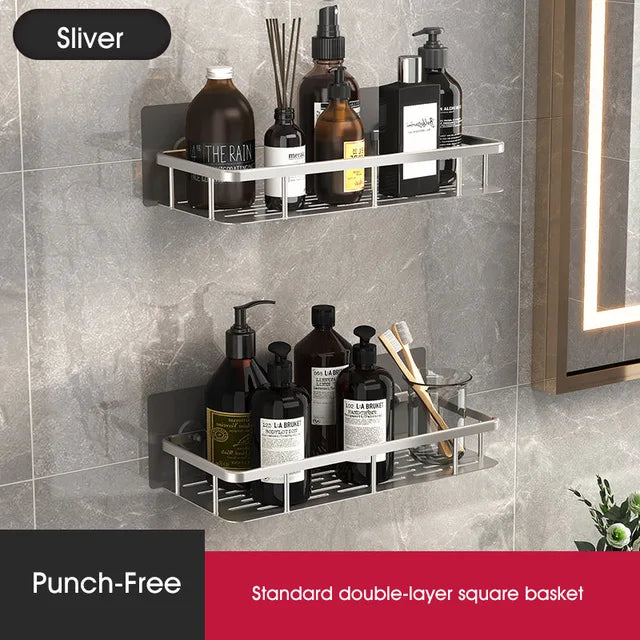 Stylish & Practical No-Drill Shower Corner Shelf – Space-Saving Bathroom Storage Rack