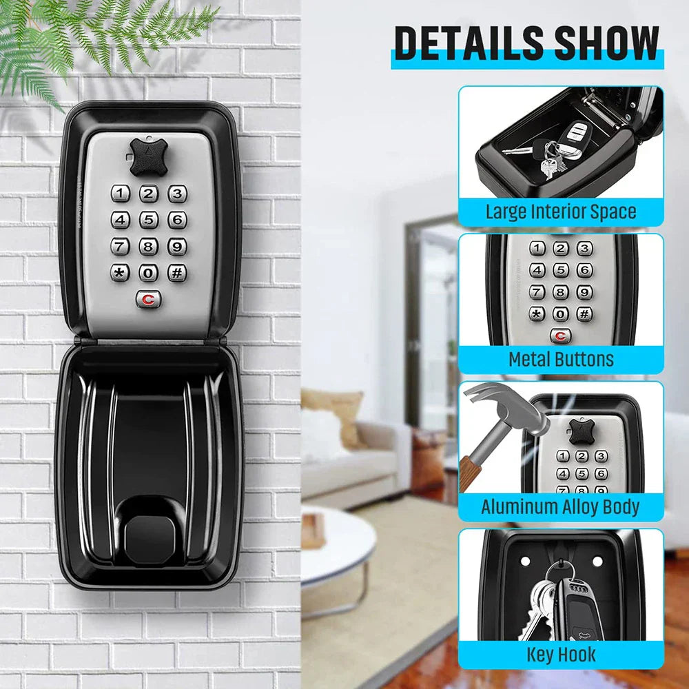 Waterproof Wall-Mounted Key Safe Box – Outdoor Lockable Key Storage with Combination Code