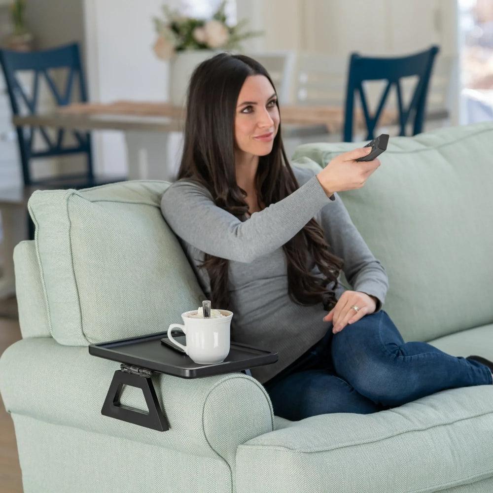 SofaMate – Adjustable Sofa Arm Tray Table for Drinks, Snacks & Remote Control Storage