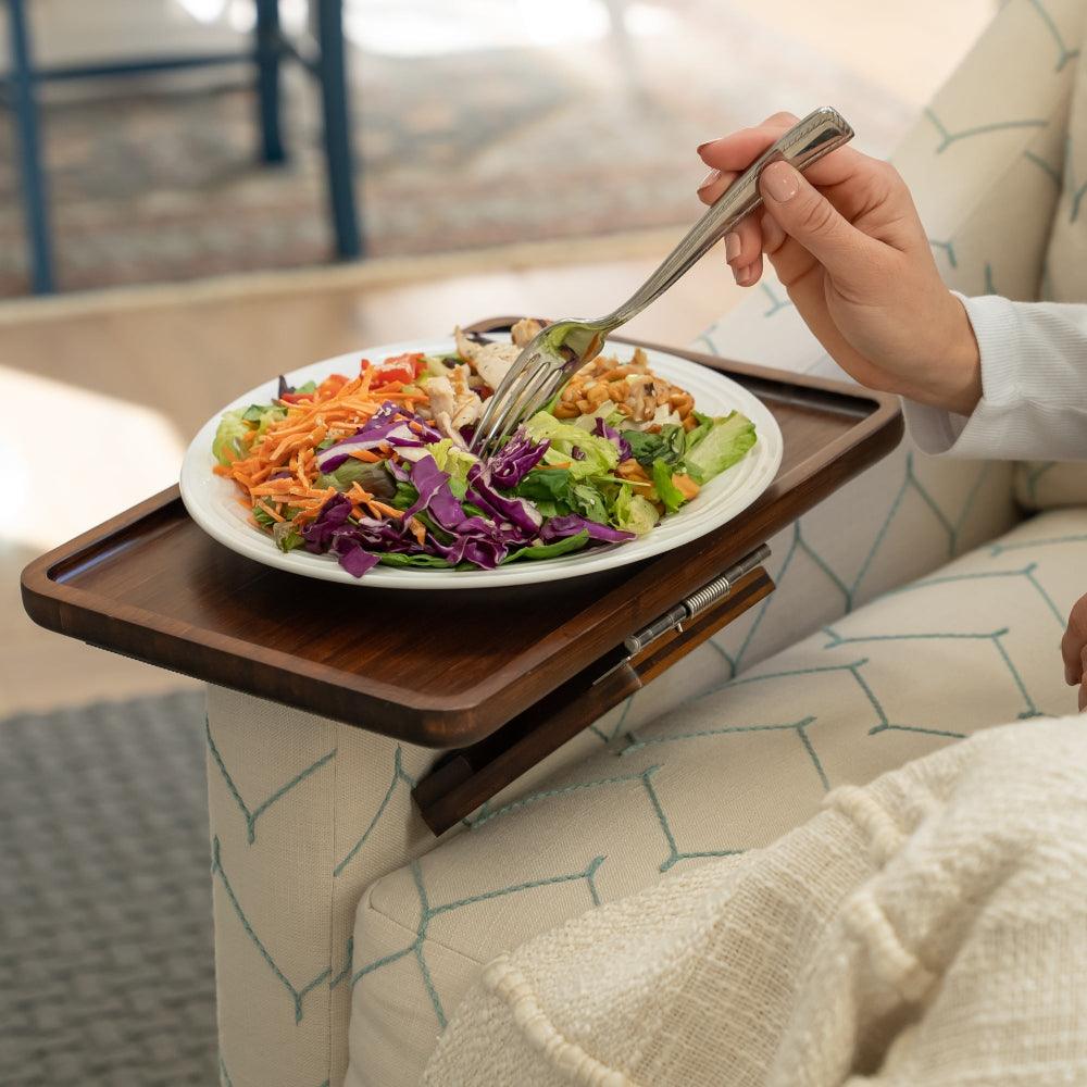 SofaMate – Adjustable Sofa Arm Tray Table for Drinks, Snacks & Remote Control Storage