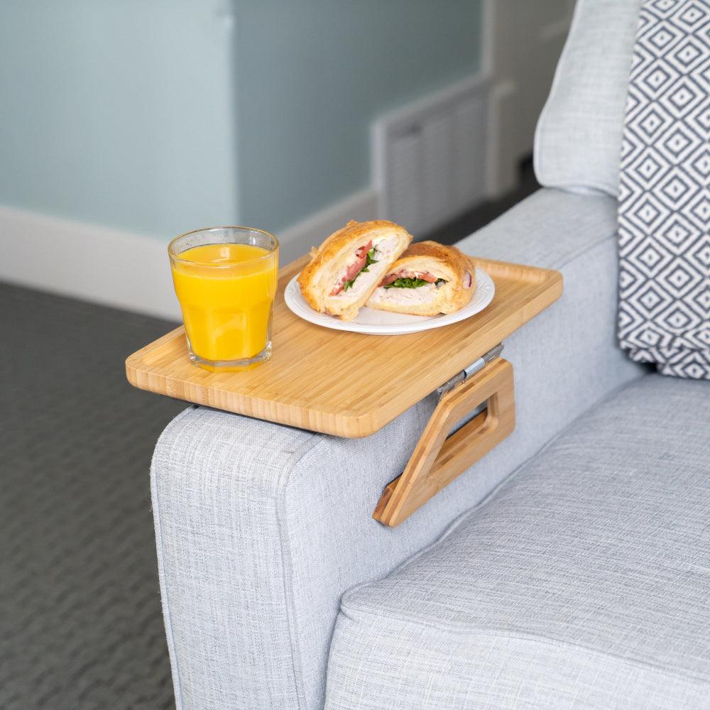 SofaMate – Adjustable Sofa Arm Tray Table for Drinks, Snacks & Remote Control Storage