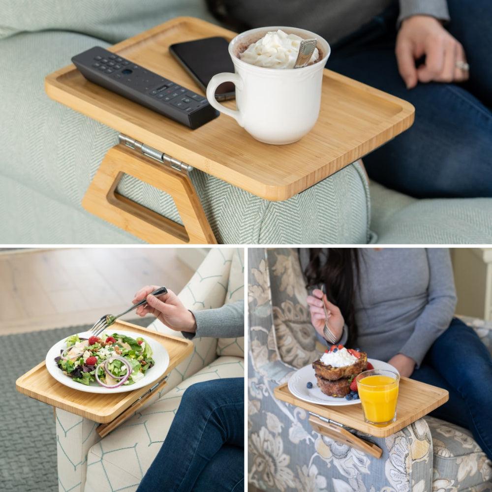 SofaMate – Adjustable Sofa Arm Tray Table for Drinks, Snacks & Remote Control Storage