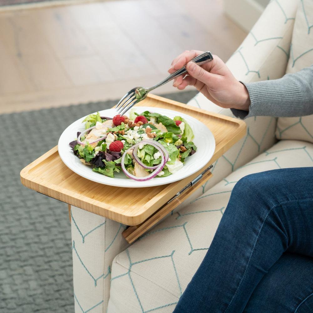 SofaMate – Adjustable Sofa Arm Tray Table for Drinks, Snacks & Remote Control Storage