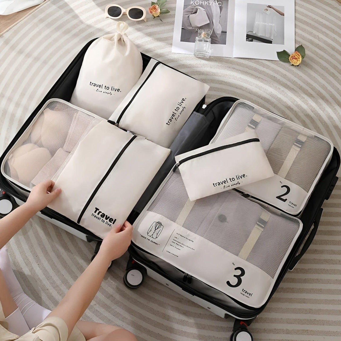 7-Piece Travel Packing Cube Set – Lightweight Compression Travel Organiser Bags for Suitcase & Luggage